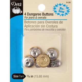 DRITZ 9-35 No-Sew Dungaree-knapper forgyldt 5/8-tommer 4-t?lling