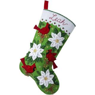 Bucilla Felt Applique 18 """" Stocking Making Kit Blossoms and Birds Perfect til DIY Arts and Crafts 89554E