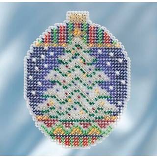Iskolde stedsegrøn beaded tællet tværsøm ornament kit mølle hill 2018 beaded ferie MH211813