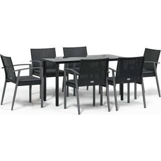 Spisebordssæt til Haven - Sort / 140 cm bordlængde / 6