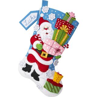Bucilla Felt Applique Stocking Kit Santa's Gift Galore 18 """" Felt Applique Stocking Making Kit Perfekt til DIY Arts and Crafts 89560E