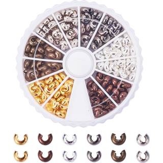 Pandahall 1 Boks 6 farver 5x4mm crimp perler d?kker smykker fund (ca. 250 stk)