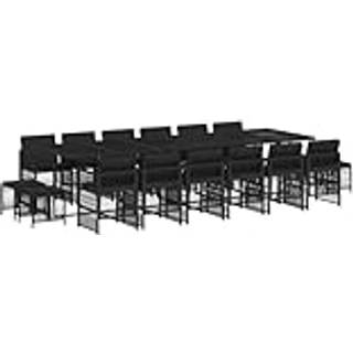 Spisebordssæt Til Haven 9 Dele Med Hynder Polyrattan - 16 / Sort