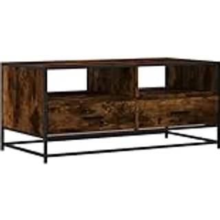 Sofabord 100X50X45 Cm Konstrueret Træ Og Metal Brunt Egetræ - Røget eg