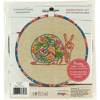 Dimensioner Snail Animal Embroidery Starter Kit til begyndere 6 """" Diameter 5 stykke