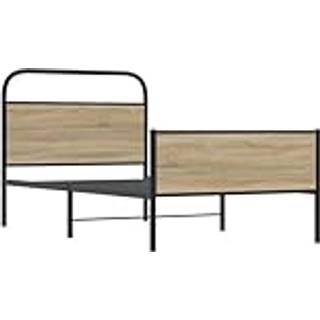 Sengeramme Uden Madras Metal Etræsfarve Røget Eg - med sengegavl og højt fodgærde / 90 x 190 cm