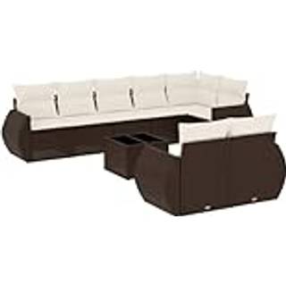 Sofasæt Til Haven 9 Dele Med Hynder Polyrattan - Brun og cremefarvet / Med bord