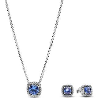 Pandora 68616 Schmuckset für Damen Silber Funkelndes Quadrat Blau