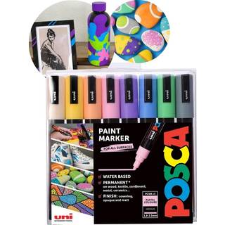 Posca Uni Marker Pale Pastel - 8 vandbaserede tuscher til alle overflader