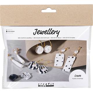 Mini DIY Smykkesæt til Øreringe - Sort & Hvid, 1 pk