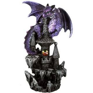 Pacific Presentware Small Guardian Dragon som skyddar Castle med Rhinestone Rock Crystal Tabletop Decor Collectible Figurine Gift (5,5 """" Purple)