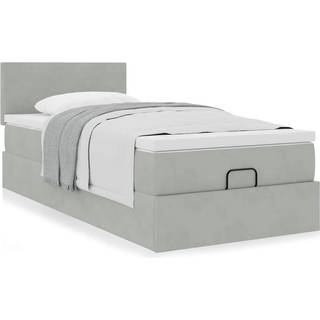 osmannisk sengeramme med madras 90x190 cm fløjl lysegrå