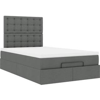 Osmannisk Sengeramme Med Madras Stof Mørkegrå - knapper / 120 x 200 cm