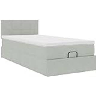 Osmannisk Sengeramme Med Madras Fløjl Lysegrå - Blok med firkanter / 100 x 200 cm