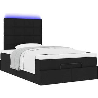 Osmannisk Sengeramme Med Madras Stof Sort - Blok med firkanter / 120 x 190 cm