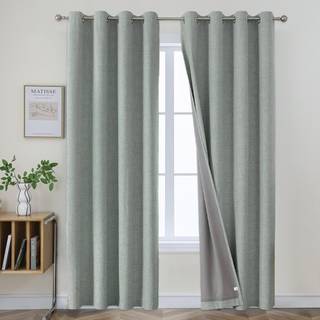 Joydeco Sage Green Curtains Blackout 96 tommer Langt linned 100% Black Out Gardiner til soveværelse 2 Paneler Sæt termisk isoleret Grommet værels