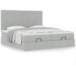 osmannisk sengeramme med madrasser 200x200 cm fløjl lysegrå