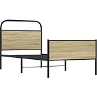 Sengeramme Uden Madras Metal Sonoma-Eg - med sengegavl og højt fodgærde / 75 x 190 cm