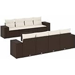 Sofasæt Til Haven 9 Dele Med Hynder Polyrattan Beige - Brun og cremefarvet