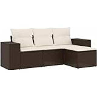 Sofasæt Til Haven 5 Dele Med Hynder Polyrattan Beige - Brun og cremefarvet / Uden bord