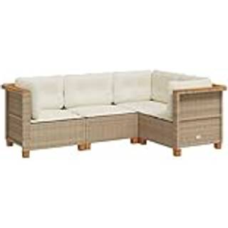 Sofasæt Til Haven 5 Dele Med Hynder Polyrattan Beige - Vævet design / Uden bord