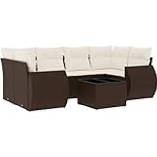 Sofasæt Til Haven 7 Dele Med Hynder Polyrattan - Brun og cremefarvet