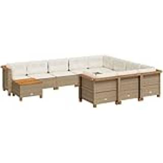 Loungesæt Til Haven 11 Dele Med Hynder Polyrattan - Beige / Vævet design
