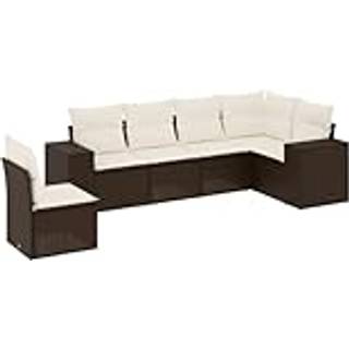 Sofasæt Til Haven 6 Dele Med Hynder Polyrattan Beige - Brun og cremefarvet / Uden bord