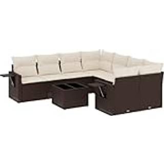 Sofasæt Til Haven 9 Dele Med Hynder Polyrattan Beige - Brun