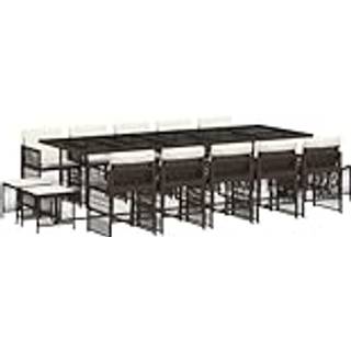 Spisebordssæt Til Haven 9 Dele Med Hynder Polyrattan - 14 / Brun og cremefarvet
