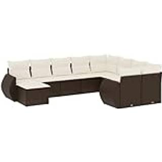 Sofasæt Til Haven 10 Dele Med Hynder Polyrattan Beige - Brun og cremefarvet