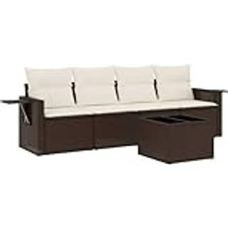 Sofasæt Til Haven 5 Dele Med Hynder Polyrattan - Brun / Med bord