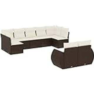 Sofasæt Til Haven 10 Dele Med Hynder Polyrattan Beige - Brun og cremefarvet / Uden bord