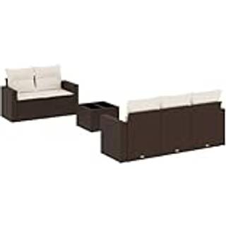 Sofasæt Til Haven 6 Dele Med Hynder Polyrattan - Brun og cremefarvet