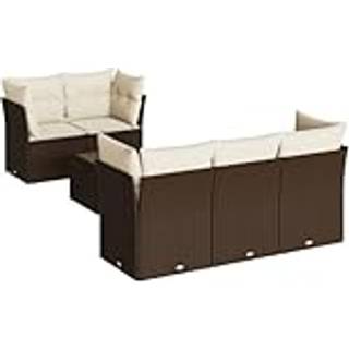 Sofasæt Til Haven 6 Dele Med Hynder Polyrattan - Brun og cremefarvet