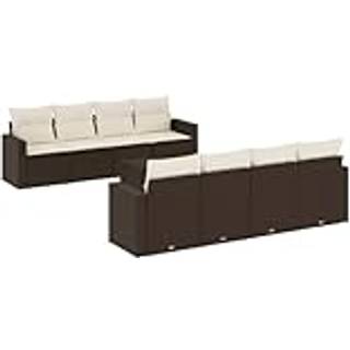 Sofasæt Til Haven 9 Dele Med Hynder Polyrattan Beige - Brun og cremefarvet