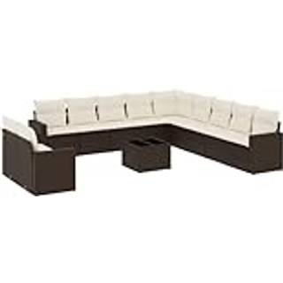 Sofasæt Til Haven 12 Dele Med Hynder Polyrattan - Brun og cremefarvet / Med bord