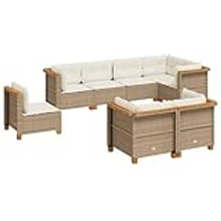 Sofasæt Til Haven 8 Dele Med Hynder Polyrattan Beige - Vævet design