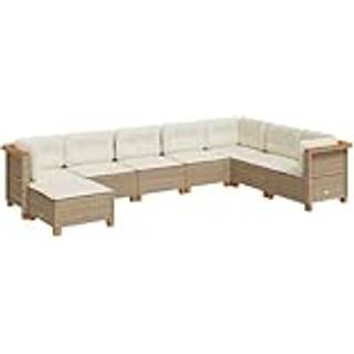 Sofasæt Til Haven 8 Dele Med Hynder Polyrattan Beige - Vævet design / Uden bord