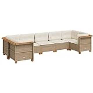 Sofasæt Til Haven 7 Dele Med Hynder Polyrattan - Beige / Vævet design