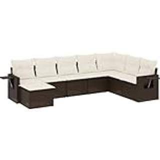 Sofasæt Til Haven 8 Dele Med Hynder Polyrattan Beige - Brun og cremefarvet / Uden bord