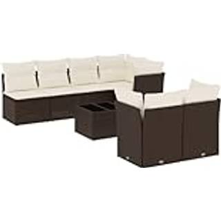 Sofasæt Til Haven 8 Dele Med Hynder Polyrattan Beige - Brun / 3x midterdel 4x hjørnedel bord