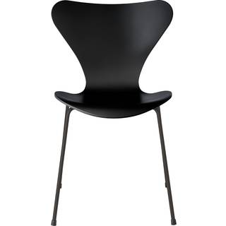 Fritz Hansen - Series 7 stol 3107 bøgefiner stålstel varm grafit black - Spisebordsstole - Arne Jacobsen - Sort - Metal/Træ