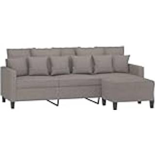 3-personers sofa med fodskammel 180 cm stof Gråbrun