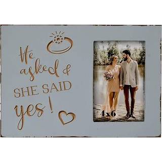 Buecasa bryllupsforlovelsesgaver til kvinder, der skal vre brud - elskere graveret billedramme 4x6 tommer - han spurgte, og hun sagde ja, varm g