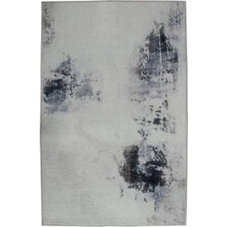 Gulvtæppe - Stort gulvtæppe 200x300 cm - Løs tæppe med skridsikker bagside - Gråt tæppe med abstrakt design - Blødt tæppe fra Nordstrand Home Dorte