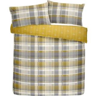 Dreams & Drapes Dreams & Drapes Ochre Yellow Connolly Check 100% Cotton Duvet Cover and Pillowcase Set
