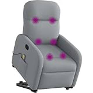 Elektrisk Massagestol Med Løftefunktion Stof Lysegrå - Ja / Manuel tilbagelæningsfunktion