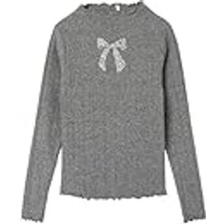 Name It Light Grey Melange Glittersløjfe Bluse