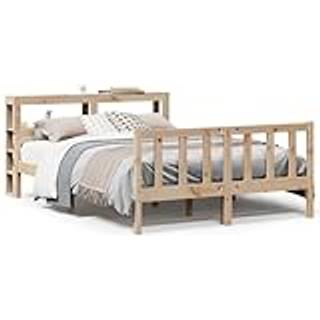 Sengeramme Med Sengegavl Massivt Fyrretræ - Naturfarvet / 120 x 190 cm